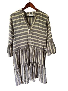 Rosebud Striped Mini Dress in Navy and Cream